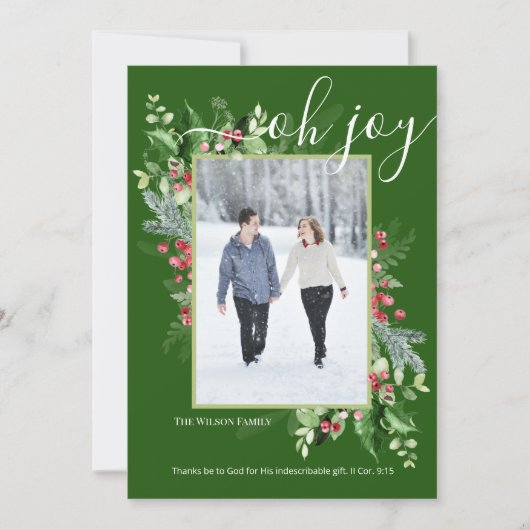 Christmas Greenery Photo Calligraphy Religious シーズンカード (正面)