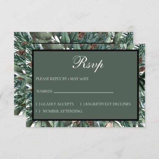 Christmas Greenery RSVP card (正面/裏面)
