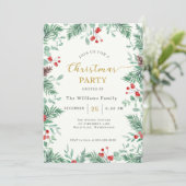 Christmas Greenery Watercolor Celebration Invitati 招待状 (スタンド正面)