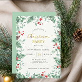 Christmas Greenery Watercolor Celebration Invitati 招待状