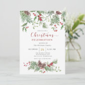 Christmas Greenery Watercolor Celebration Invitati 招待状 (スタンド正面)