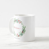 Christmas Greenery Watercolor Personalized Mug コーヒーマグカップ (正面左)
