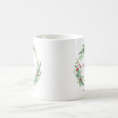 Christmas Greenery Watercolor Personalized Mug コーヒーマグカップ (中央)