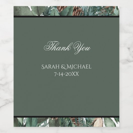 Christmas Greenery Wedding ワインラベル (シングルラベル)