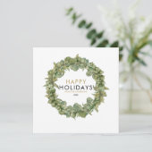Christmas Greenery Wreath Elegant Modern Chic シーズンカード (スタンド正面)
