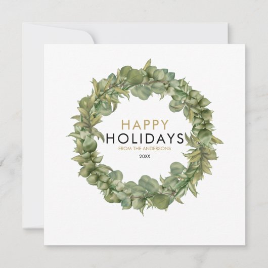Christmas Greenery Wreath Elegant Modern Chic シーズンカード (正面)