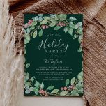 Christmas Greenery Wreath Holiday Party 招待状<br><div class="desc">This Christmas greenery wreath holiday party invitation card is perfect for a simple holiday event. The winter holiday design features soft sage green watercolor eucalyptus and modern botanicals with sprigs of classic red holly berries.</div>