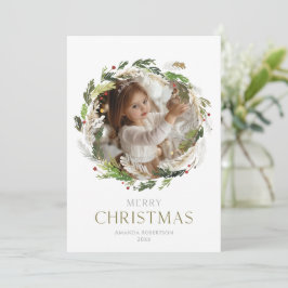 Christmas Greenery Wreath Photo card シーズンカード