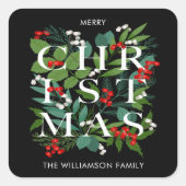 Christmas Greens and Berries スクエアシール (正面)