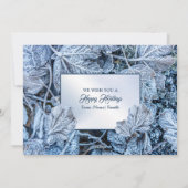 Christmas Greeting Blue Leaves Snow Winter シーズンカード (裏面)