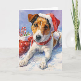  Christmas Greeting Card with cute Jack Russell シーズンカード