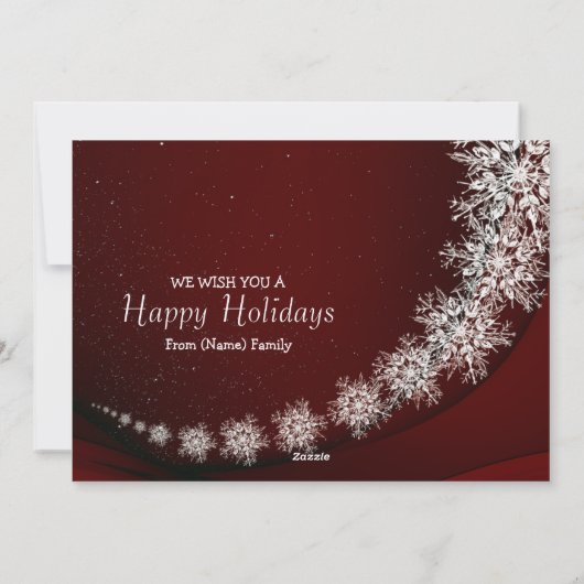 Christmas Greeting Crystal Snowflakes Red Rustic シーズンカード (裏面)