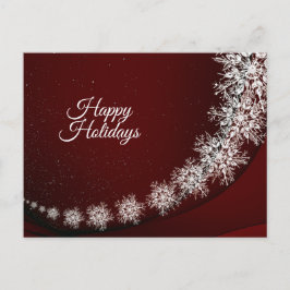 Christmas Greeting Crystal Snowflakes Red Rustic ポストカード