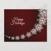 Christmas Greeting Crystal Snowflakes Red Rustic ポストカード (正面)
