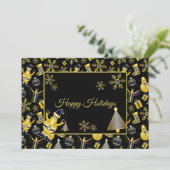 Christmas Greeting Gold Santa Snowman Gifts シーズンカード (スタンド正面)