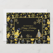 Christmas Greeting Gold Santa Snowman Gifts シーズンカード (裏面)