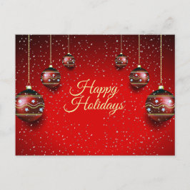 Christmas Greeting Golden Red Winter Holidays ポストカード