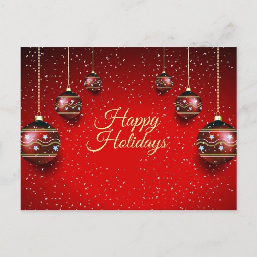 Christmas Greeting Golden Red Winter Holidays ポストカード (正面)