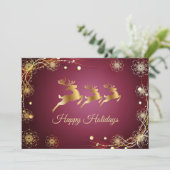 Christmas Greeting Golden Reindeers Red Pink シーズンカード (スタンド正面)