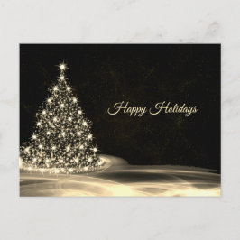 Christmas Greeting Golden Shiny Tree Winter Black ポストカード