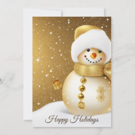 Christmas Greeting Golden Snowman Winter シーズンカード