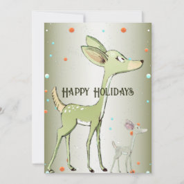Christmas Greeting Green Deers Holidays Cute シーズンカード