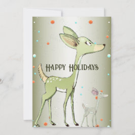 Christmas Greeting Green Deers Holidays Cute シーズンカード