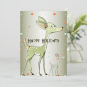 Christmas Greeting Green Deers Holidays Cute シーズンカード (スタンド正面)