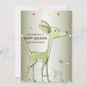 Christmas Greeting Green Deers Holidays Cute シーズンカード (裏面)