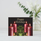 Christmas Greeting Red Candles Winter Holidays ポストカード (スタンド正面)