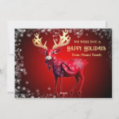 Christmas Greeting Red Reindeer Holidays Cute シーズンカード (裏面)