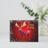 Christmas Greeting Red Reindeer Winter Holidays ポストカード (スタンド正面)