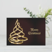 Christmas Greeting Shiny Golden Ribbon Tree シーズンカード (スタンド正面)