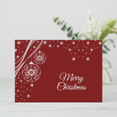 Christmas Greeting White Ornaments Stars Red シーズンカード (スタンド正面)