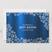 Christmas Greeting White Snowflakes Navy Blue シーズンカード (裏面)