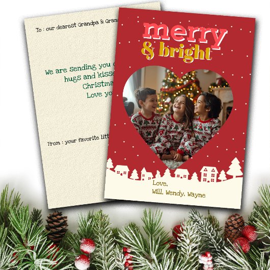 Christmas Greetings from Kids Custom Photo シーズンカード