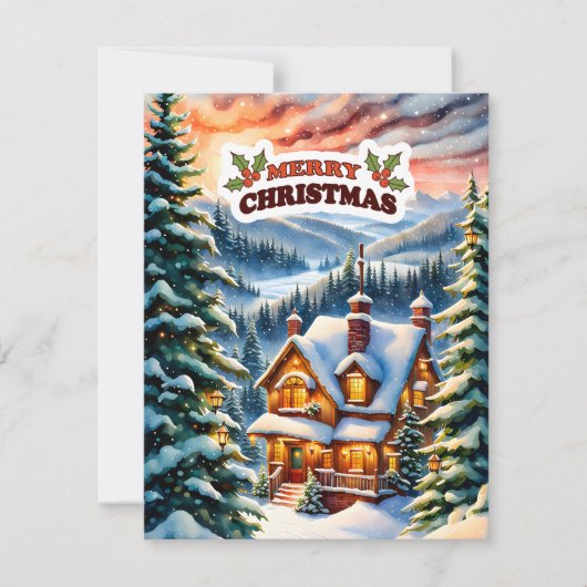 Christmas Greetings from the Snowy Mountain Cabin シーズンカード (正面)