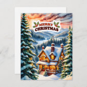 Christmas Greetings from the Snowy Mountain Cabin シーズンカード (正面/裏面)