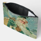 Christmas Greetings-Retro Santa Claus Postcard アクセサリーポーチ (見開き)