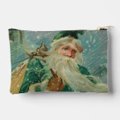 Christmas Greetings-Retro Santa Claus Postcard アクセサリーポーチ (裏面)