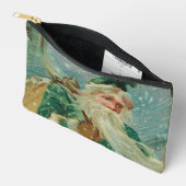 Christmas Greetings-Retro Santa Claus Postcard アクセサリーポーチ (見開き)