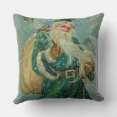 Christmas Greetings-Retro Santa Claus Postcard クッション (裏面)