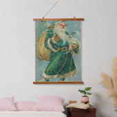 Christmas Greetings-Retro Santa Claus Postcard 吊り下げ型タペストリー (寝室)
