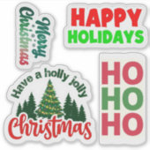 Christmas Greetings Stickers, Holiday Stickers シール (正面)
