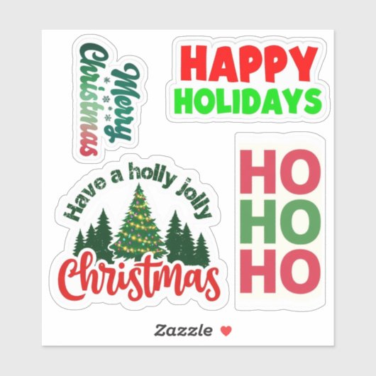 Christmas Greetings Stickers, Holiday Stickers シール (シート)