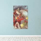 Christmas GreetingSanta in Car キャンバスプリント (インサイチュ (ウッドフロア))