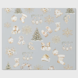 Christmas grey gold wrapping paper ラッピングペーパー