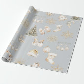 Christmas grey gold wrapping paper ラッピングペーパー (アンロールド)