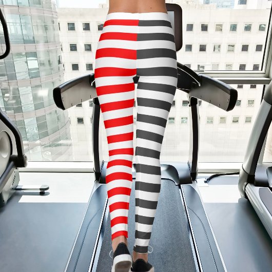 Christmas Grey Red White Stripes Sporty Women Yoga レギンス