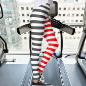 Christmas Grey Red White Stripes Sporty Women Yoga レギンス